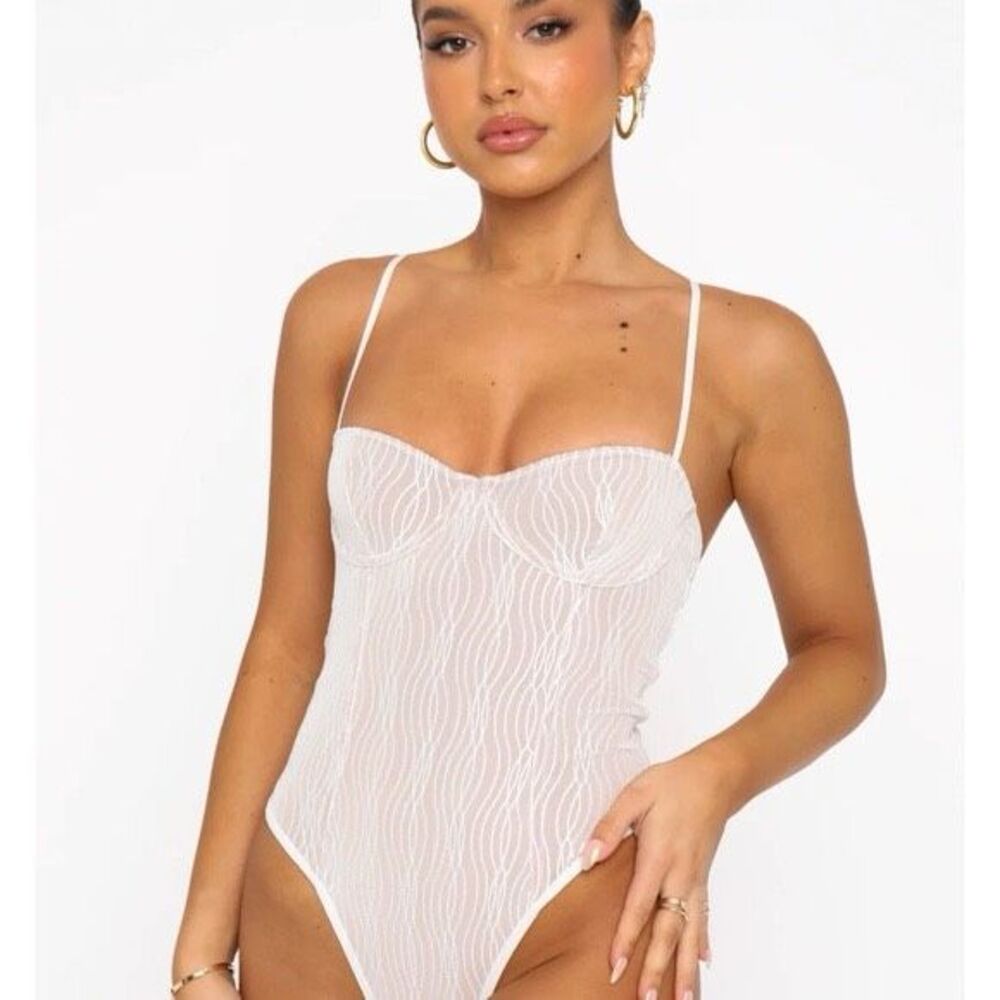 White Fox Keep Wishing Mesh Bodysuit NWT